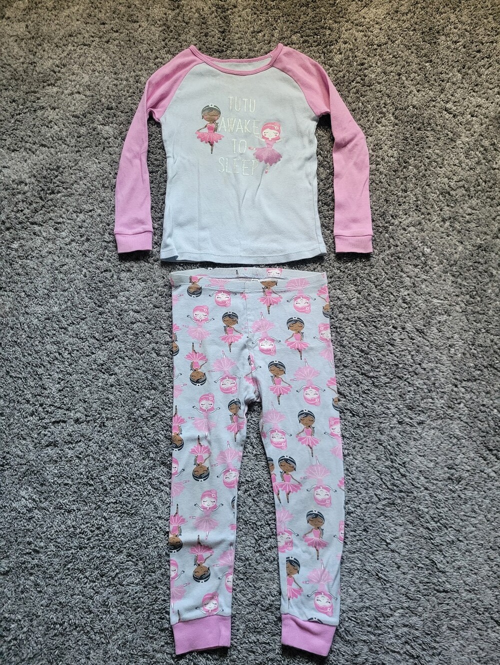 Wonder Nation Pink and White Ballerina Pajama Set Size 5T
